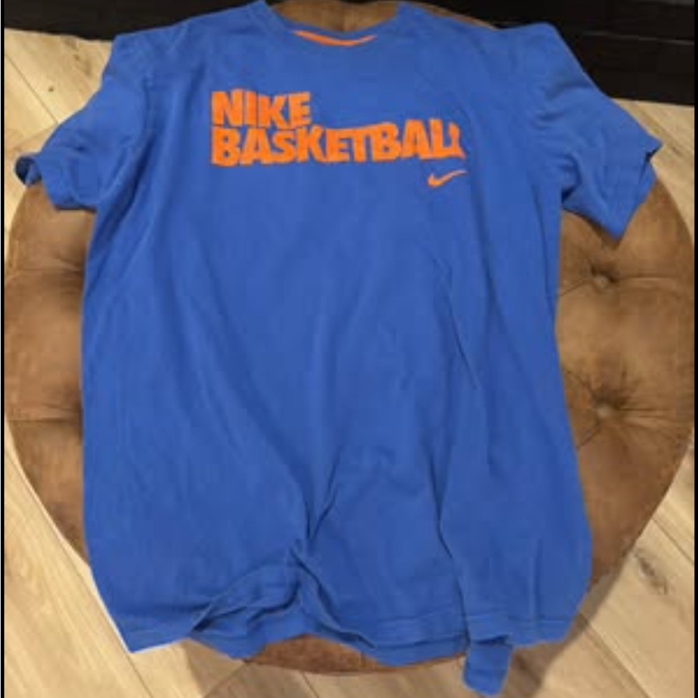 Nike Blue Tee with Orange Logo